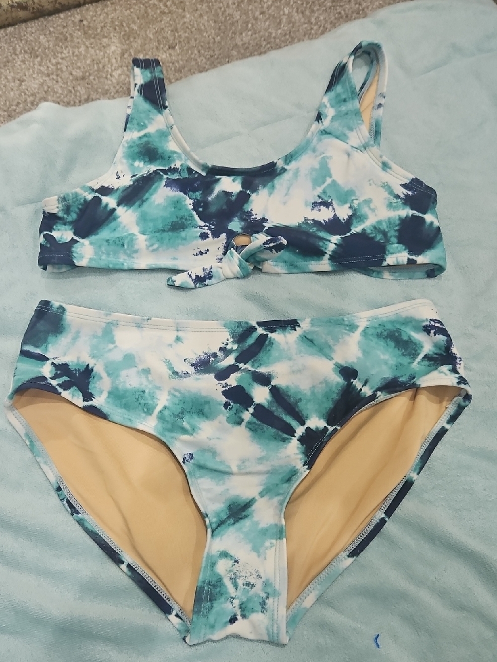 Old Navy Blue Teal Tie-Dye Girls Swim Bikini
